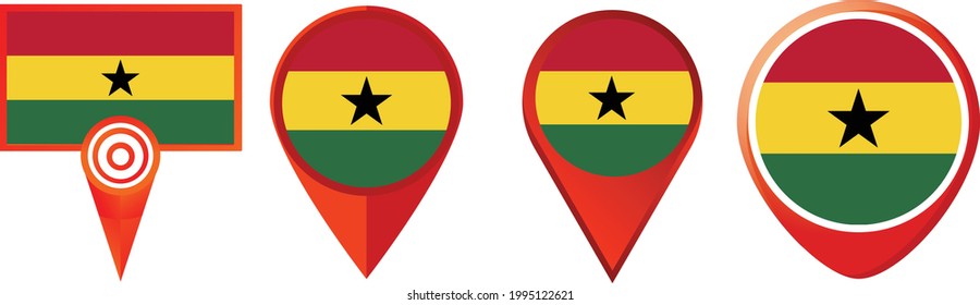 Ghana Flag Symbol . Web-Icon-Set . Symbolsammlung. Einfache Vektorgrafik.