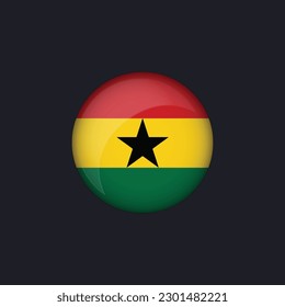 Icono de la bandera de Ghana, vector del icono de la bandera de Ghana redonda aislado, botón de la bandera de Ghana.