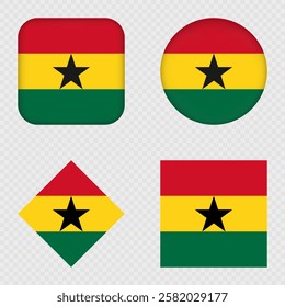 Ghana Flag Icons Pack. Vector illustration.