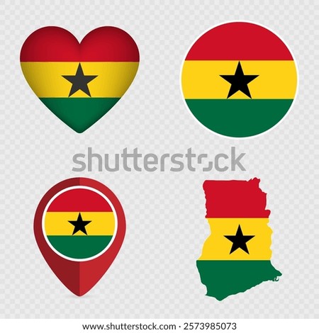 Ghana Flag Icons Pack. Vector illustration.