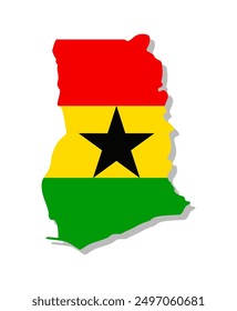 Ghana - Flag inscribed in the contour of the country. Vector illustration.