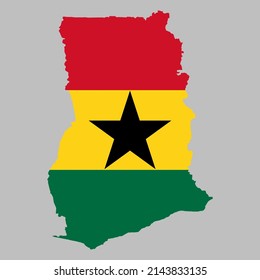 Ghana flag inside the Ghanaian map borders vector illustration