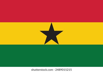 Ghana-Flagge isoliert auf weißem Hintergrund . Nationalflagge von Ghana . Vektorillustration