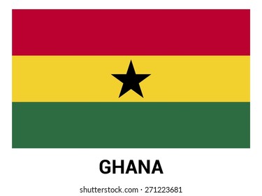 Ghana flag isolated vector in official colors and Proportion Correctly. country's name label in bottom