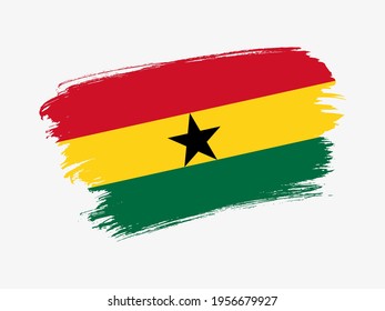 Ghana flag made in textured brush stroke. Patriotic country flag on white background