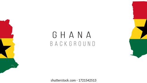 Fondo del mapa de la bandera de Ghana. La bandera del país en forma de fronteras. Ilustración vectorial de material aislada en fondo blanco.