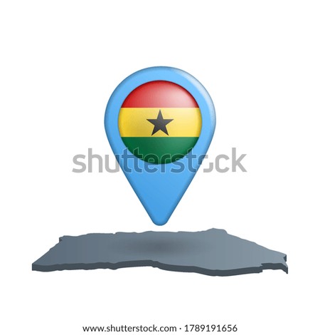 Ghana flag map pin on white