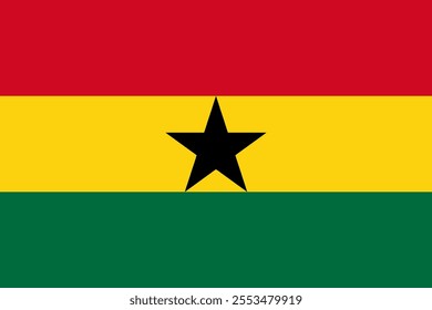 Ghana flag in official colors, dimensions and aspect ratio. Vector flag symbolizing national pride, identity, heritage, patriotism and authority