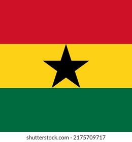 Ghana flag, official colors. Vector illustration.