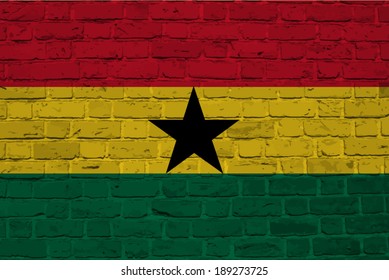 Ghana flag on brick textured background