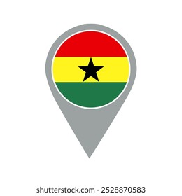 ghana Flag auf Location Pin. Standortsymbol. Pin-Symbol zuordnen Ortsschild. Standortzuordnungs-Symbol