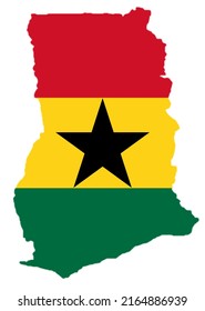 Ghana  flag on map isolated  on png or transparent  background.Symbol of Ghana.Vector illustration