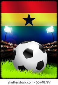 Ghana Flag on Stadium Background during Soccer Event Original Illustration