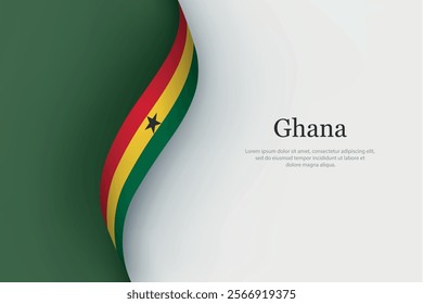 Ghana flag on Waving ribbon. Template for independence day