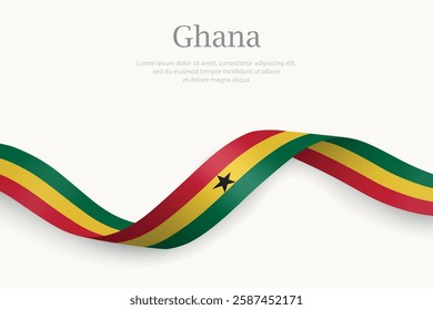 Ghana flag on Waving ribbon. Template for independence day