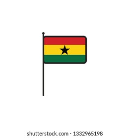 Ghana flag on white background, vector illustration.