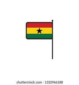 Ghana flag on white background, vector illustration.