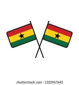 Ghana flag on white background, vector illustration.