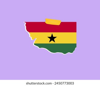 Ghana flag paper texture, single-piece element, vector design, Ghana flag taped on wall, decoration or celebration idea