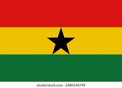 Ghana flag pattern background. Realistic national flag design. Abstract vector template.
