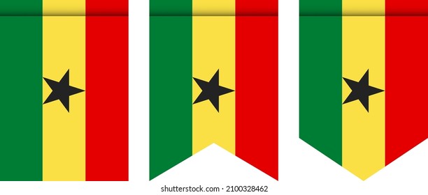 Ghana flag or pennant isolated on white background. Pennant flag icon.