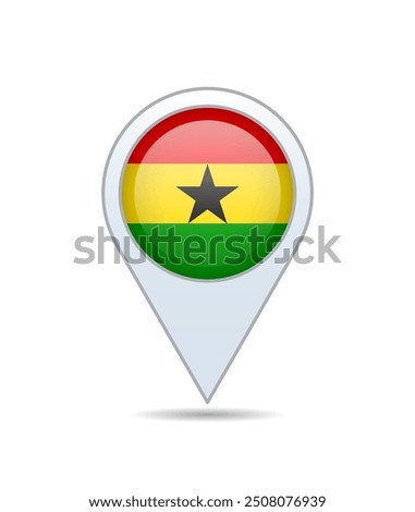Ghana - flag pin for map. Vector illustration.
