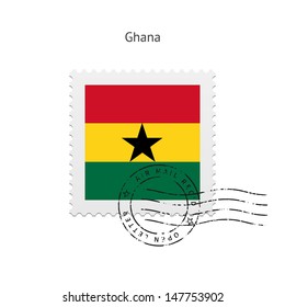 Ghana Flag Postage Stamp on white background. Vector illustration.