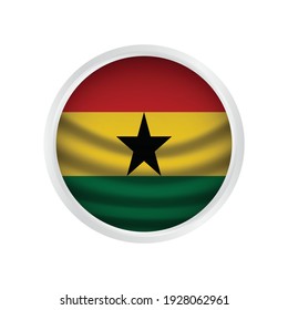 Ghana flag in round button of icon. flag logo of Ghana emblem isolated on white background, Ghana national concept sign, Vector illustration.