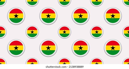 Ghana flag seamless pattern. Ghanaian background. Vector circle icons. Rounded geometric symbols. Texture for sports pages, competition, travelling design elements. Repeated patriotic wallpaper.