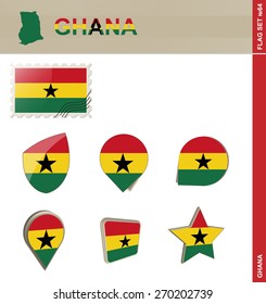 Ghana Flag Set, Flag Set #64. Vector.