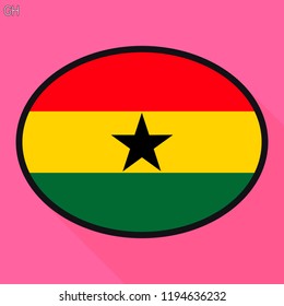 Burbuja del discurso de la bandera de Ghana, señal de comunicación en medios sociales, icono del óvalo de negocios de piso.