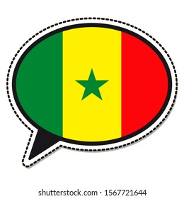 Etiqueta del discurso de la bandera de Ghana con pegatina de burbuja de fondo blanco. Insignia vectorial vintage. Elemento de diseño de plantilla. Signo de viaje. Símbolo del Día de la Independencia, juego deportivo de recuerdo, lenguaje de botón, icono.