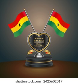 Ghana flag in a stand on table. Vector Illustration