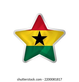 Ghana flag in star. Button star and flag template. Easy editing and vector in groups. National flag vector illustration on white background.