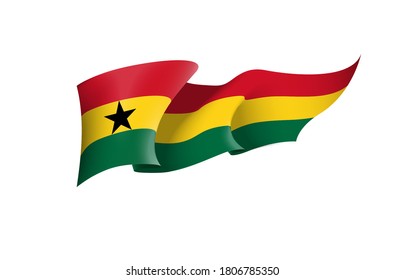 Ghana flag state symbol isolated on background national banner. Greeting card National Independence Day of the Republic of Ghana. Illustration banner with realistic state flag.