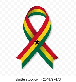 Ghana flag stripe ribbon vector illustration on a transparent background vector image (PNG).