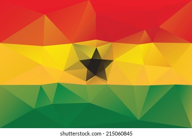 Ghana flag - triangular polygonal pattern