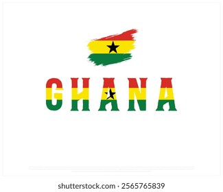 GHANA flag Typography with brush flag on a white background, Vector design of GHANA flag typography, brush Flag of Ghana, National Day Design, GHANA Day design