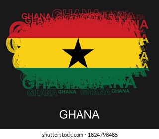 Ghana Flag in Typography design.Grunge and Abstract vector illustration.eps10