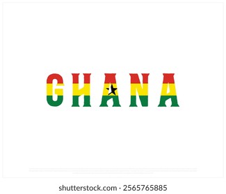 GHANA flag Typography with flag on a white background, Vector design of GHANA flag typography, Flag of Ghana, National Day Design, GHANA Day design