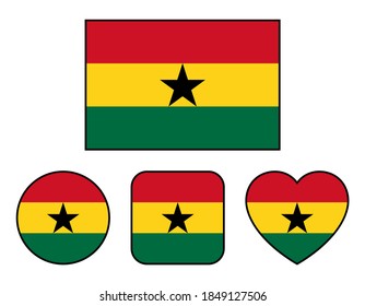 Ghana flag variation set (with border)