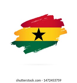 Ghana flag. Vector illustration on a white background. Brush strokes are drawn by hand.