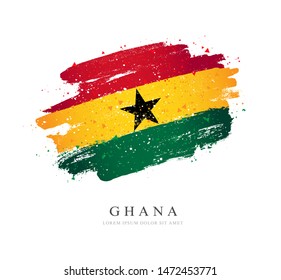 Ghana flag. Vector illustration on a white background. Brush strokes are drawn by hand. Independence Day.