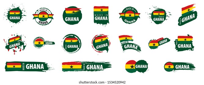 Ghana flag, vector illustration on a white background