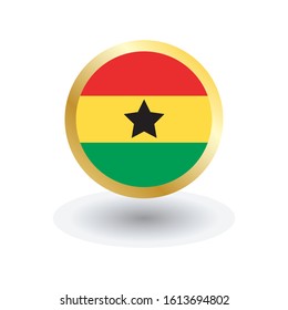 Ghana Flag Vector Round Icon, can be used for independence or other events