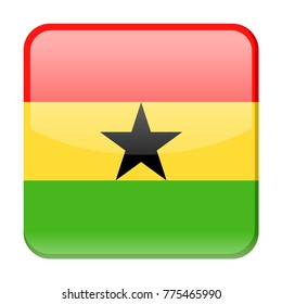 Ghana Flag Vector Square Icon - Illustration