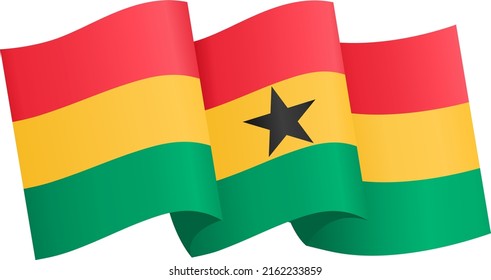 Ghana flag wave  isolated  on png or transparent background