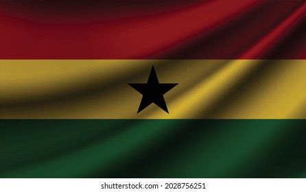 Ghana flag waving. Background for patriotic and national design. Vector illustration