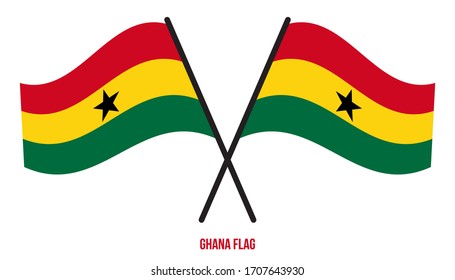 Bandera de Ghana ondeando una ilustración de fondo blanco. Bandera Nacional de Ghana.