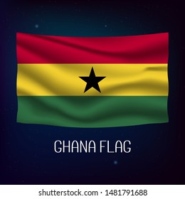 Ghana flag waving with the wind, 3D illustration - Vector